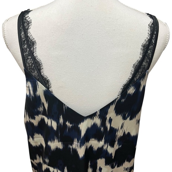 Express Y2K Womens Blouse Pullover Abstract Print Sleeveless Blue Black Medium - Picture 10 of 13